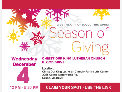 Christ Our King Lutheran Church Blood Drive