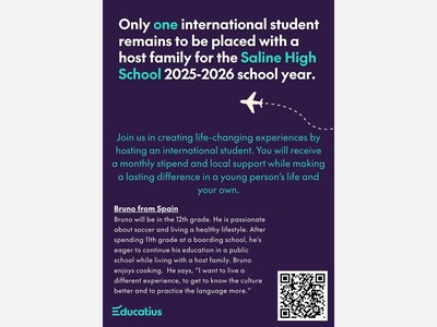 Seeking Saline Families for 1 remaining International High School Student