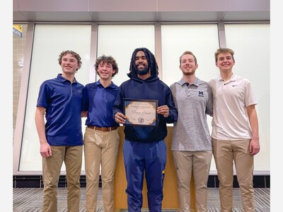 Saline High School Fellowship of Christian Athletes Host University of Michigan Running Back Donovan Edwards