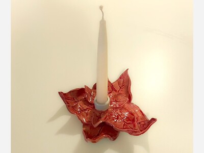 Ceramic Poinsettia Candle Holder