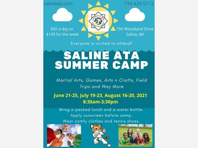 Saline ATA Martial Arts Studio Located on 750 Woodland Drive is offering 3 Summer Camps!