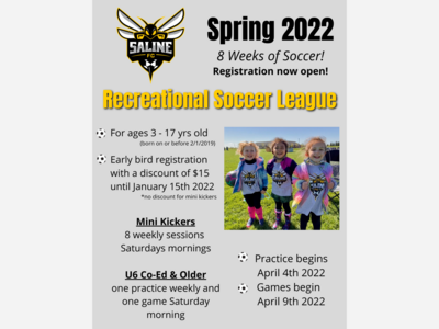 Spring 2022 Recreational Soccer Registration NOW OPEN