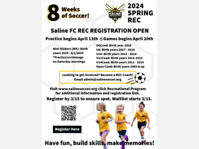It's time to register for Spring Soccer with Saline FC!