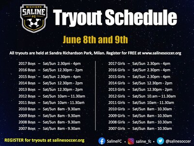Saline FC Travel Tryouts are around the corner! 