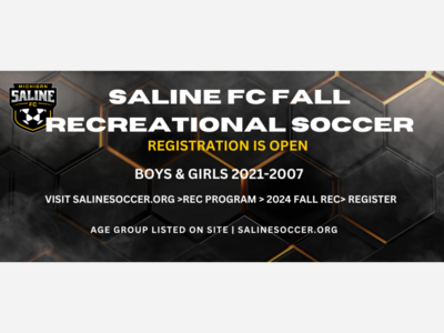 Saline FC REC Fall Soccer Registration open!