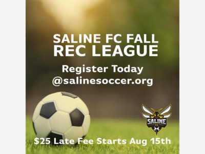 Saline FC Spring REC Registration Open! |  Late Fee starts 8/15