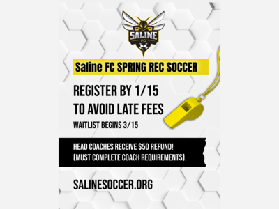 Saline FC Spring REC Soccer Registration Open! 