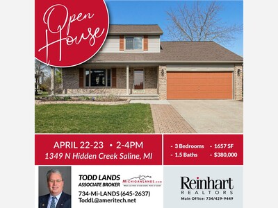 OPEN HOUSE - 1349 N HIDDEN CREEK DR. SALINE, MI