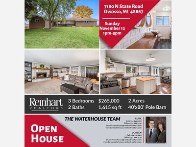 OPEN HOUSE  - 7180 N State Rd Owosso, MI