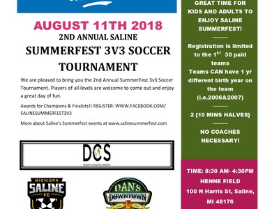 SALINE SUMMERFEST 3V3 SOCCER TOURNAMENT