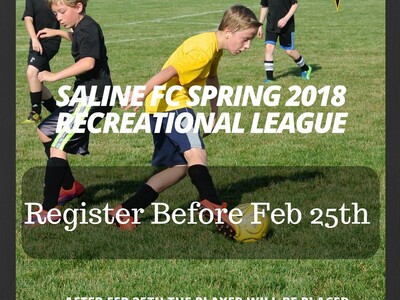 Saline FC Spring 2018 Recreational Soccer Registration