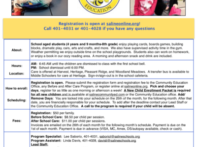 2018-2019 Before & After School Care Registration 