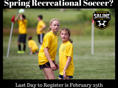 Saline FC Spring 2018 Recreational Soccer Registration