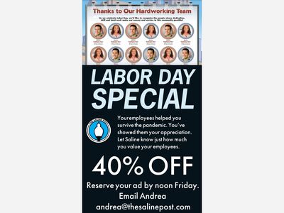 Sept. 2 Advertising Options: Labor Day Staff Appreciation, Saline Flavorites Dining Guide and More