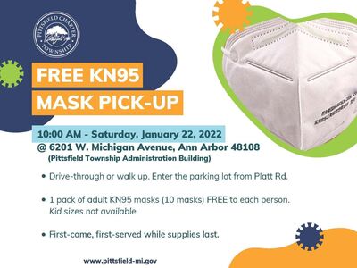 Pittsfield Township to Give Away Free KN95 Masks Saturday, Jan. 22.