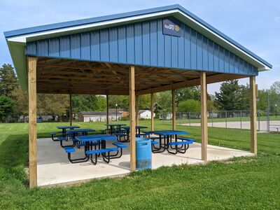 Picnic Tables Complete the Pavilion at Henne Field in Saline