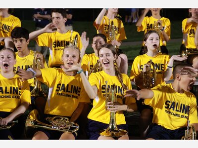 175-Strong, The Saline Marching Band Brings Vintage Vinyl Tour Music to Hornet Stadium