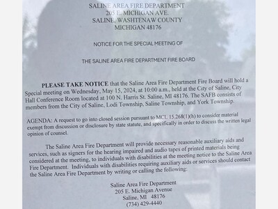 Saline Fire Board Hastily Schedules Special Meeting for Wednesday Morning