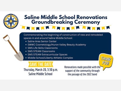 Groundbreaking March 20 for Work at Saline Middle School