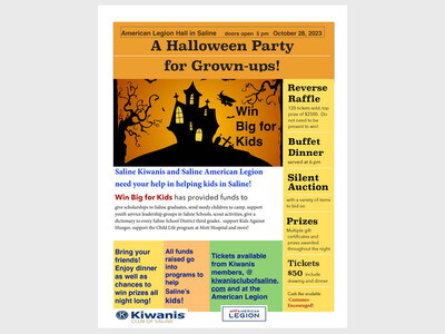 Kiwanis Club of Saline Win Big for Kids Reverse Raffle and Halloween Party
