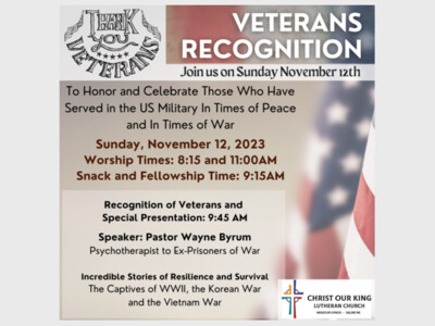 Veterans Recognition Sunday at Christ Our King Lutheran Church