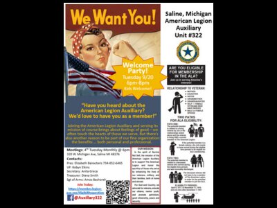 Saline American Legion Auxiliary Welcome Party!