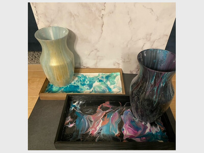 Acrylic Love Pour! - A Decorative Glass Vase and Coordinating Serving Tray!