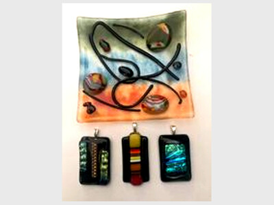 Fused Glass Pendants and Jewelry Dish