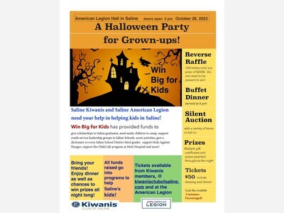 Kiwanis Club of Saline Win Big for Kids Reverse Raffle and Halloween Party
