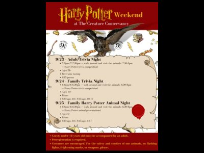 Harry Potter Weekend at the Creature Conservancy 9/23-9/25