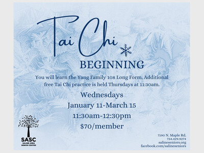 Tai Chi Beginning Jan. 11 at SASC