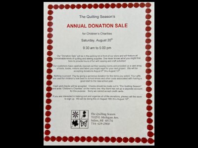 The Quilting Season's Annual Donation Sale