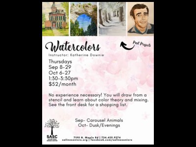Watercolors with instructor Katherine Downie at SASC