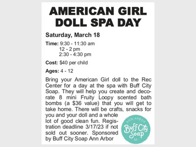 American Girl Doll Spa Day at Saline Rec Center