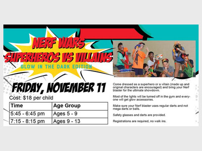Nerf Wars: Superheroes vs. Villains at Saline Rec