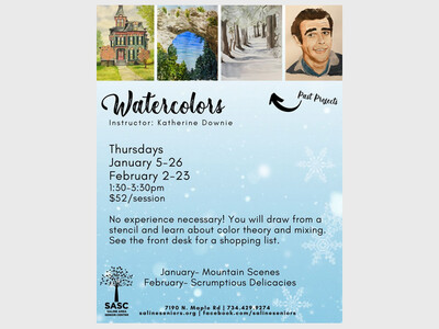 Watercolors with Instructor Katherine Downie at SASC